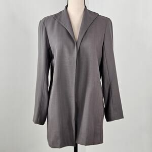 Eileen Fisher Open Front Lightweight Gray Wool Coat | Women Small | STAINS